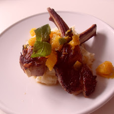 Lamb Chops With Blood Orange And Mint Compote And Feta Mash Potatos