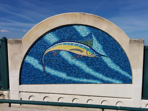 Curled Leaping Marlin Mosaic Mural