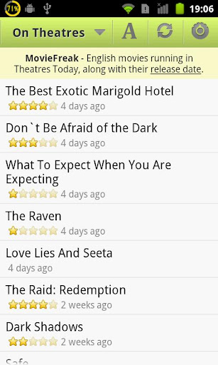moviefreak-movie-reviews for android screenshot