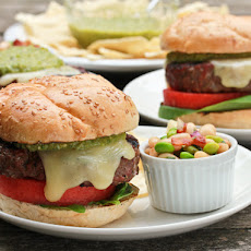 Salsa Verde Burgers with Fontina, Watermelon and Basil