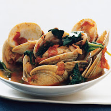 Steamed Clams with Bacon, Tomato, and Spinach