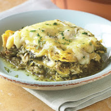 Stacked Chicken Enchiladas with Salsa Verde and Cheese