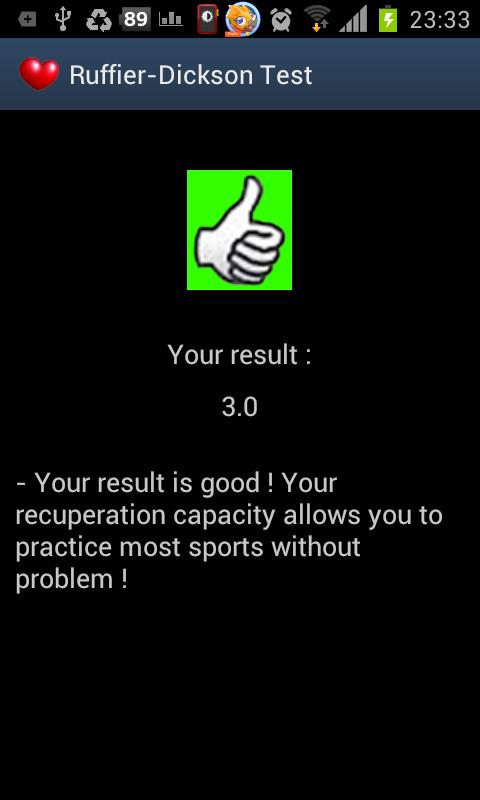 Android application Ruffier Dickson Cardiotest screenshort