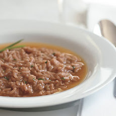 Truffled Red Wine Risotto with Parmesan Broth