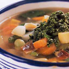 Vegetable Soup with Basil and Garlic Sauce