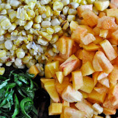 Grilled Corn, Peach and Basil Salsa