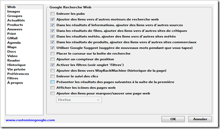 option customize google