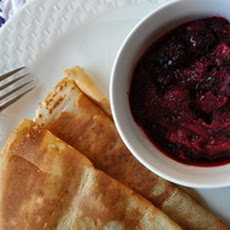 Crepes with Blackberry-Rhubarb Compote