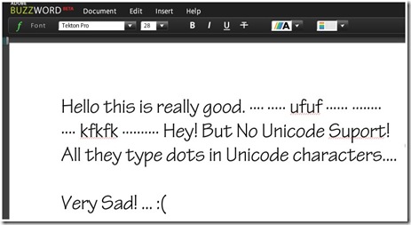 adobe buzzword unicode not supported