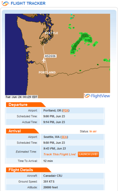 Alaska Airlines flight 2606 information