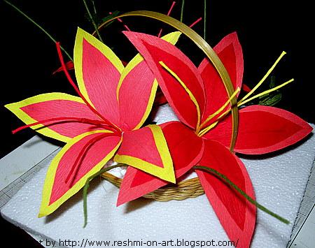 paper flowers making. Make flowers with green duplex