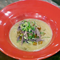 Roasted Pumpkin Soup with Crispy Duck Confit Relish