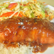Bacon–wrapped Hoisin Salmon