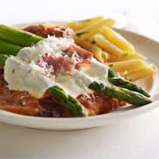 Chicken & Asparagus parmesan In Vodka Sauce