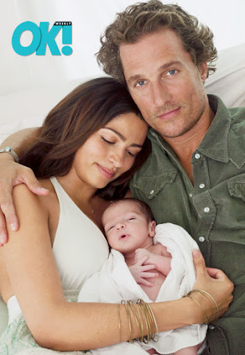 Matthew McConaughey and Camila Alves and their newborn son, Levi Alves is in OK! magazine