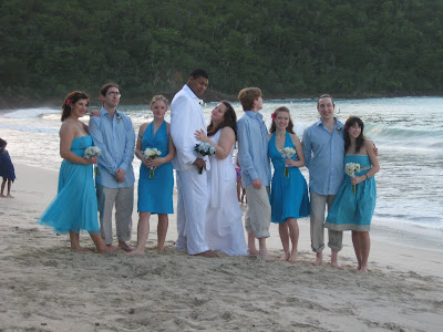 wedding party, beach wedding