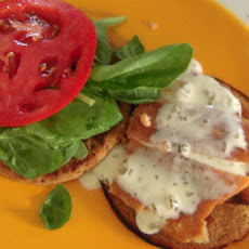 Smoked Trout, Bacon and Tomato Sandwich with Crème Fraiche-Pepper Jelly topping
