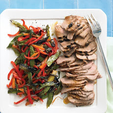Broiled Soy-Glazed Pork with Rice and Asian Vegetables