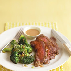 Steak with Peanut Sauce and Broccoli