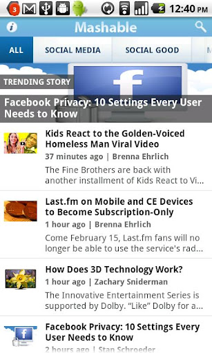mashable for android screenshot