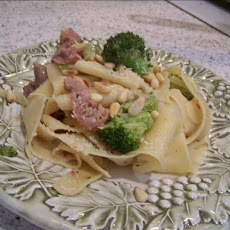 Pappardelle With  Pancetta, Broccoli and Pine Nuts