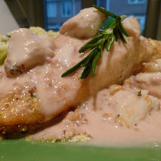 Pecan and Citrus Crusted Salmon with an Orange, Horseradish, Rosemary and Crabmeat Beurre Blanc