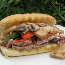 Steak,  Mushrooms and Bell Pepper Sandwich
