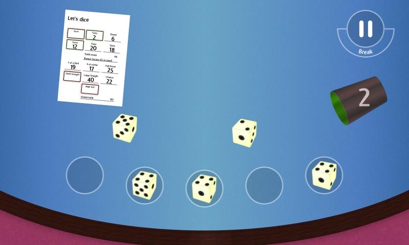 Android application Lets dice screenshort