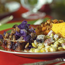 Brined Pork Roast with Chestnut and Red Cabbage Sauté