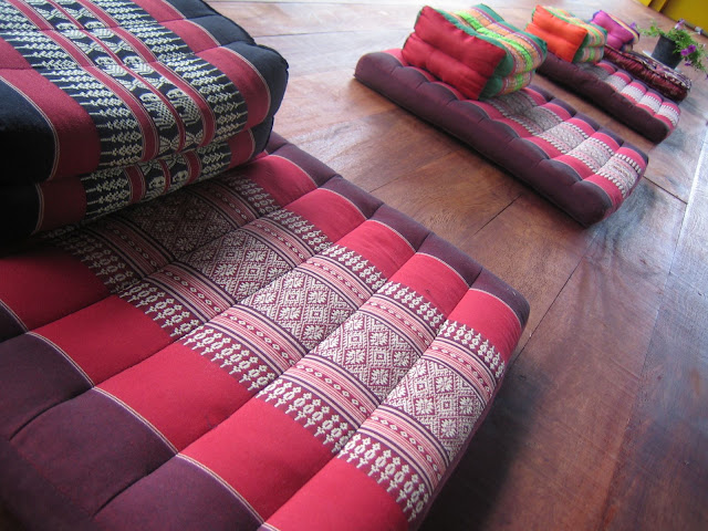 Meditation cushions in training hall.