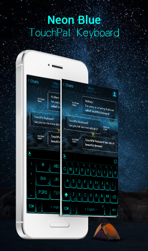 Android application Neon Blue Keyboard Theme screenshort