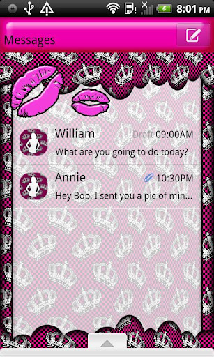 GO SMS THEME PrincessKisses1