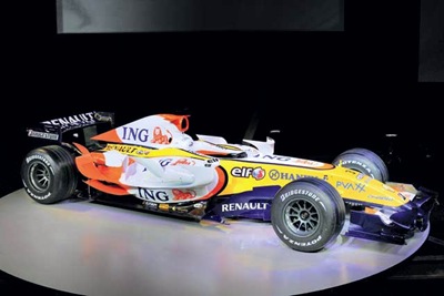 car, f1 formula one, ing renault, renault, ing, presentation, yellow, white, black,