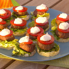 Mini Moroccan Lamb Burgers on Brioche Rounds with Lemon Yogurt Sauce