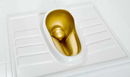 女性用のゴールデンな小便器。