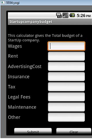 StartUpCompanyBudgetCalculator