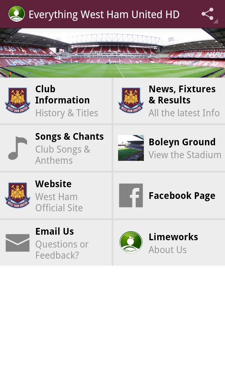 Android application Everything West Ham United HD screenshort