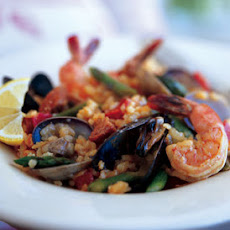 Paella with Asparagus and Sugar Snap Peas