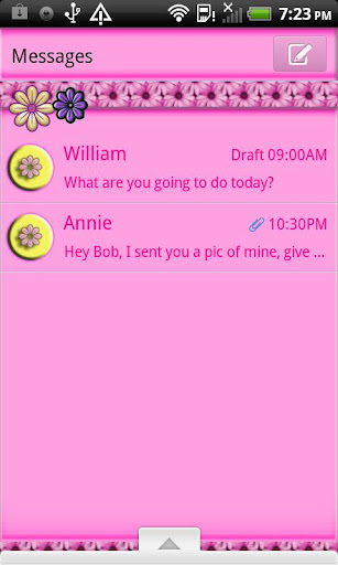 GO SMS THEME PinkDaisies4U