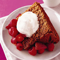 Chocolate Angel Food Cake with Fruit and Maple Yogurt