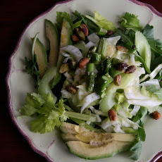 In a Crunch Celery Fennel Slaw with Ginger over a Bed of Arugula