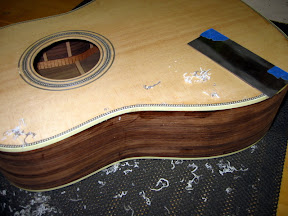 Scraping the binding and purfling