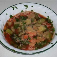 San Francisco Vegetable Soup over Angel Hair Pasta