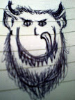 A scetch of a monster, perhaps a Grue.