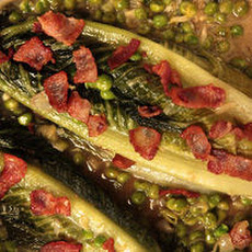 Braised Lettuce with Bacon, Shallots, and Peas Recipe