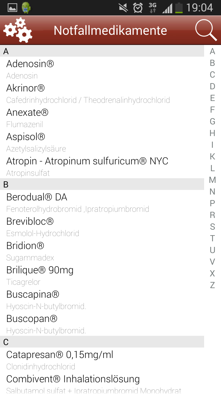 Android application Notfall Medikamente screenshort