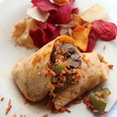 Make-Ahead Overstuffed Burrito with Mushrooms, Cheddar and Tomato Rice