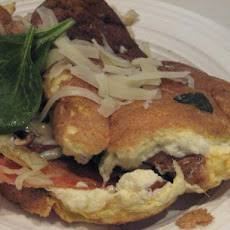Fluffy Omelette With Ham, Spinach and Swiss Cheese
