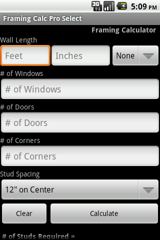 Wall Framing Calc Pro Select