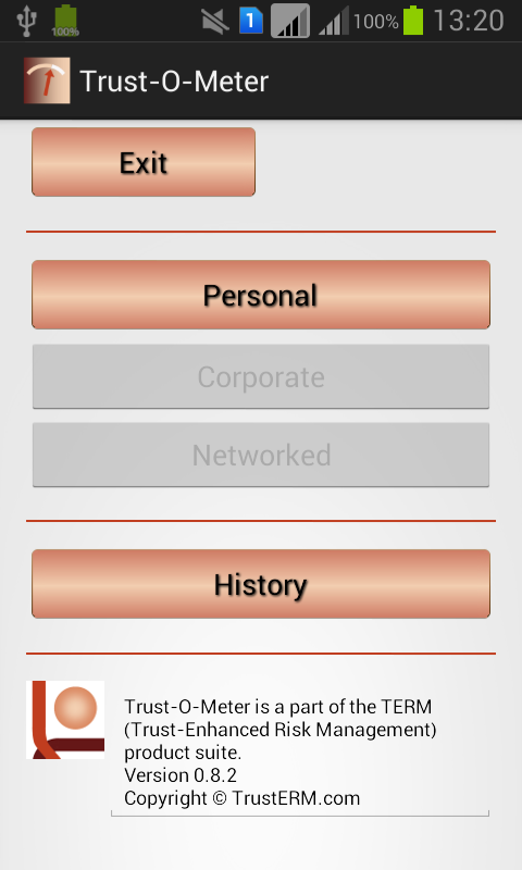 Android application Trust-O-Meter screenshort
